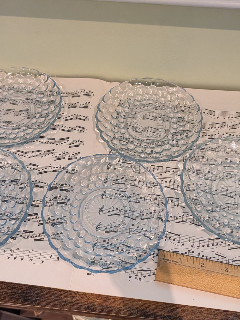 1940s Vintage Anchor Hocking sapphire blue glass plate in the classic "Bubble"